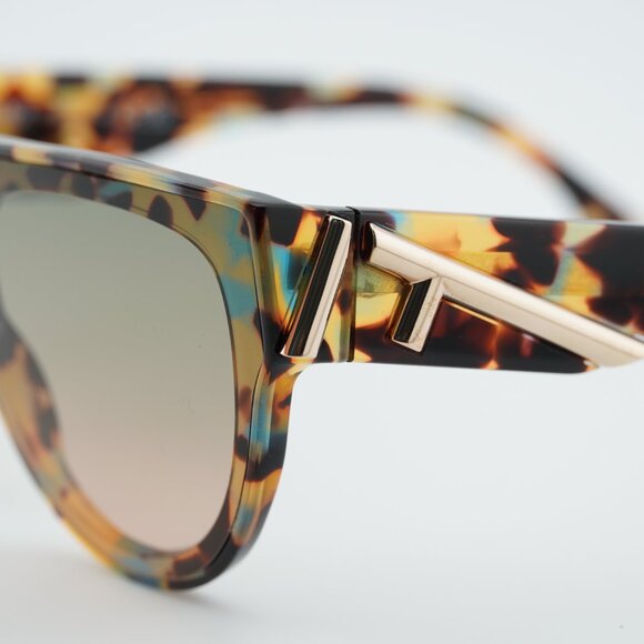 Fendi FE40150I 56P Sunglasses Shiny Havana Shield Frame, Green Gradient Lenses main image 9
